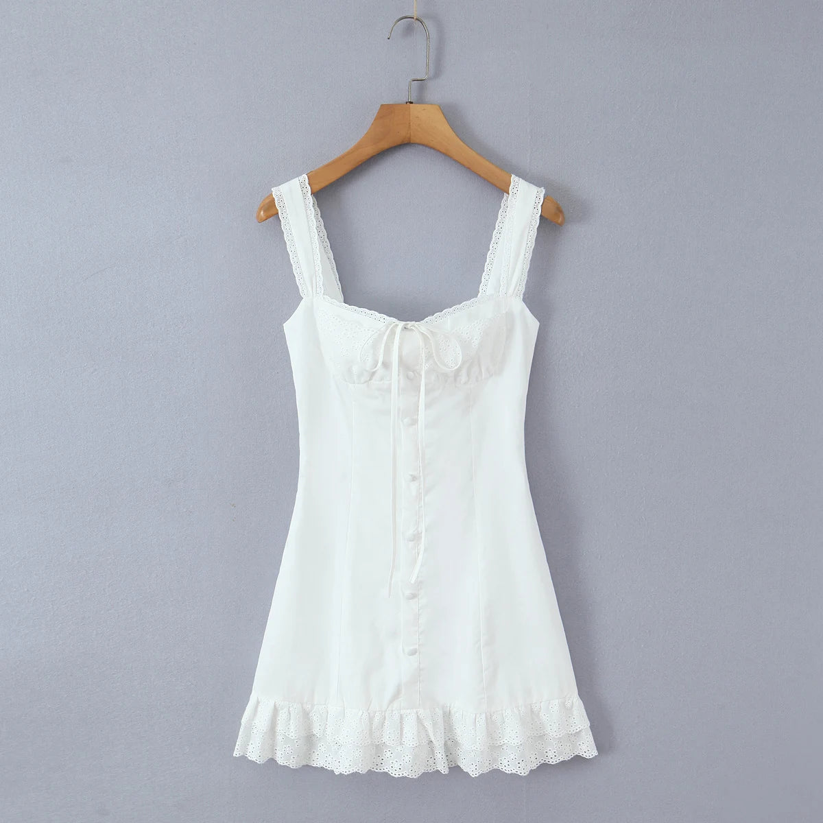 3 Colors Red Spliced Lace Ruched Chest Corset Style Sling Dress Women Cross Lacing Up Back Wood Ears Hem Tank Dresses Vestidos