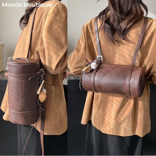 Multifunctional Cylinder-Shaped Shoulder Bag | Designer Handbag & Luxury Crossbody Bag Luxegan
