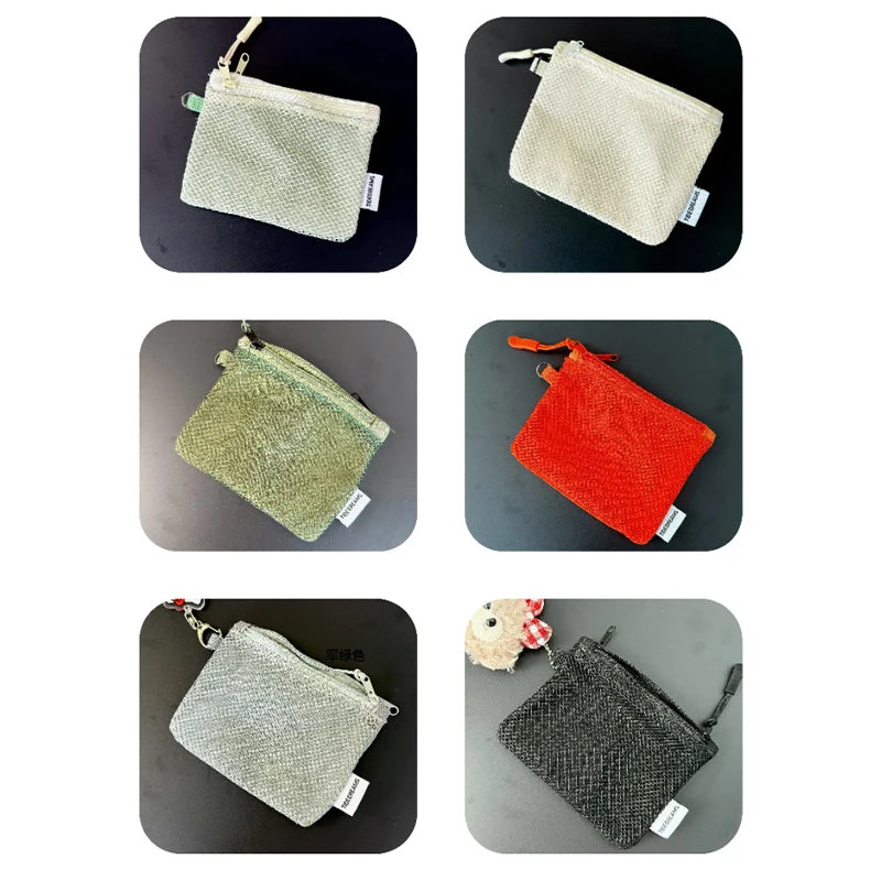 Travel Makeup Storage Bags | New Mesh Coin Purse & Simple Portable Mini Bag (Multi-purpose Square Bag Double-layer Zipper Card Holder) Luxegan
