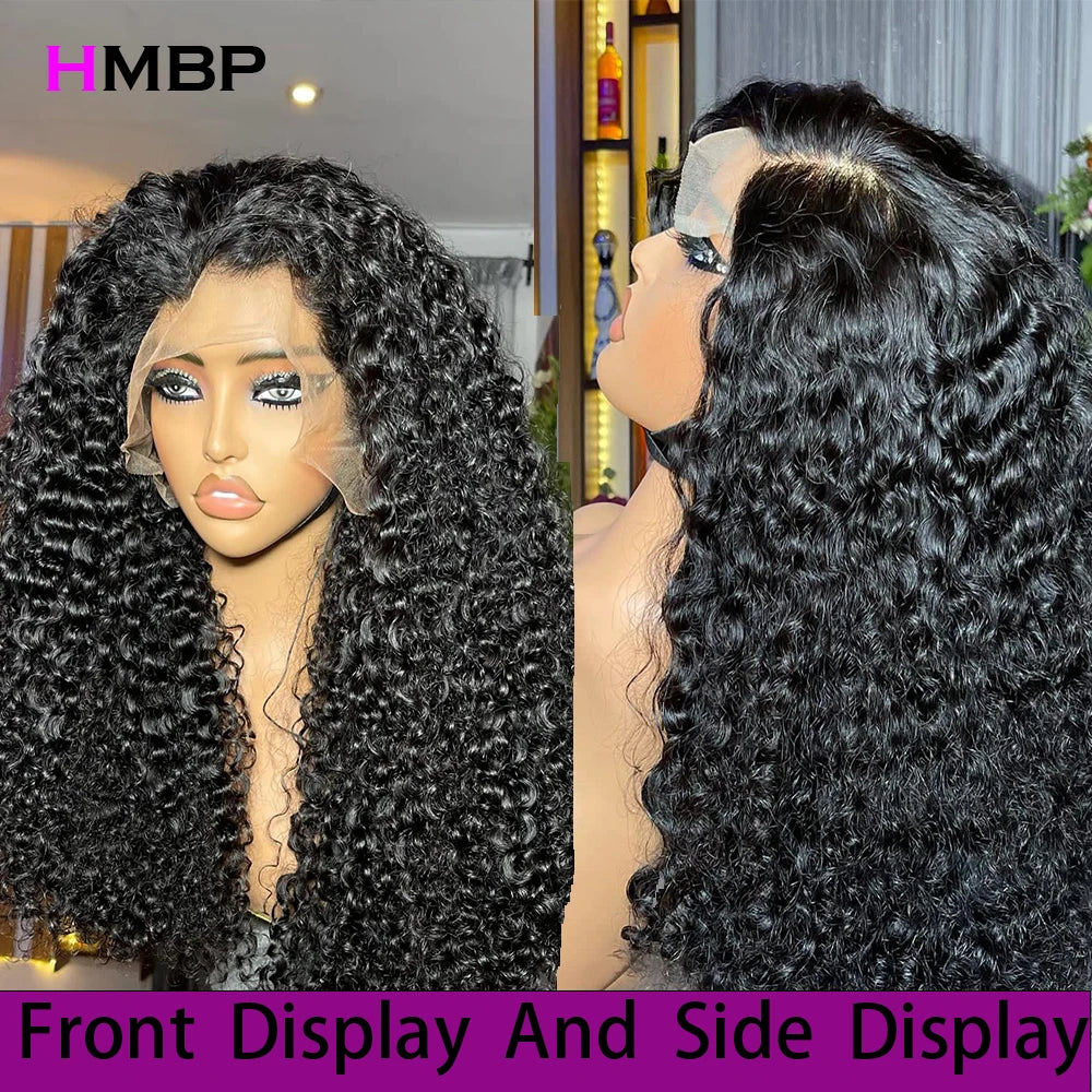 Peluca de Encaje con Densidad de 400, Cabello Humano, Rizado Kinky, 13x6 para Mujer, Peluca Frontal de Encaje HD, Pelucas Gruesas de Alta Densidad, Cabello Humano Real