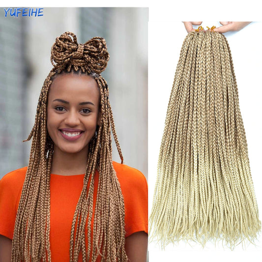 Ombre Box Braids Crochet Hair Extensions – Synthetic Straight Braiding Hair 14"/18"/24" | 22 Strands/Pack
