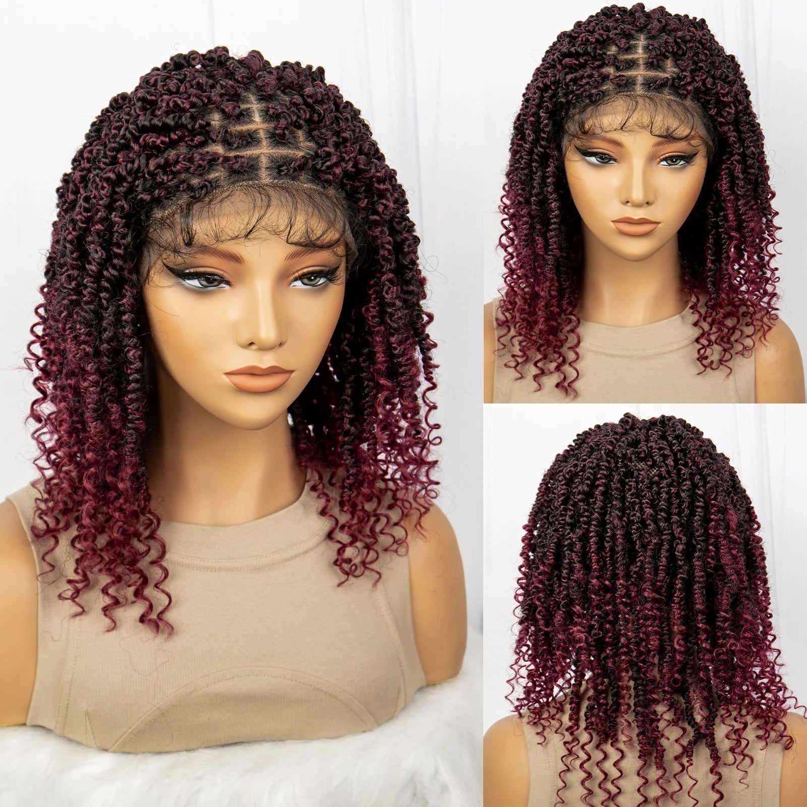 1B/27 Short Passion Twist Lace Front Wig | Knotless Braids | Baby Hair | Synthetic Twist Spring Wig Luxegan