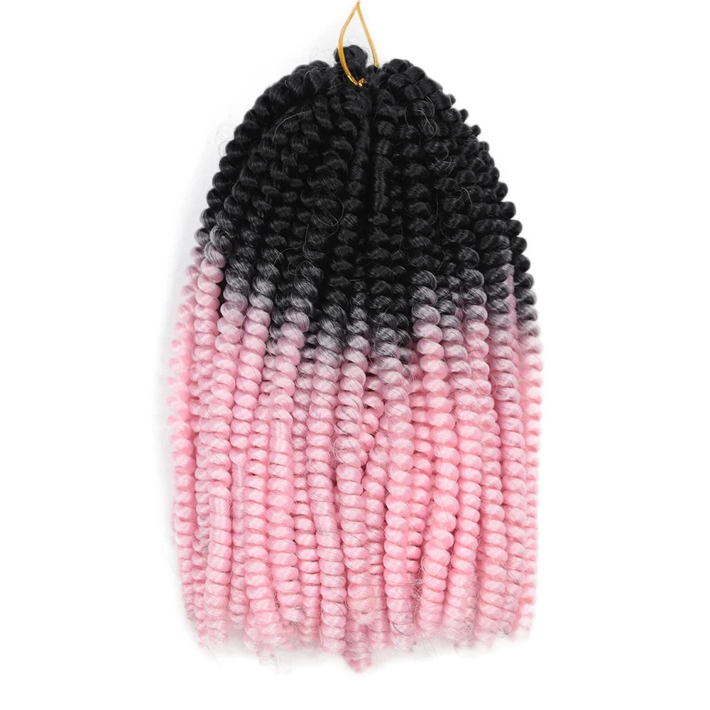 Spring Twist Crochet Hair 12 Inch – Afro Fluffy Synthetic Twist Braids | Ombre & Solid | 25 Colors | 160g