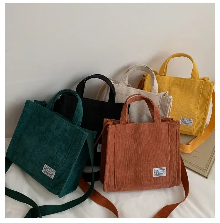 Simple Corduroy Tote Bag | Fashionable Large Capacity Handbag Luxegan