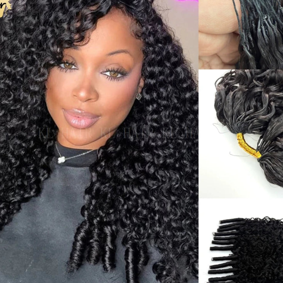 Burmese Curly Feather Crochet Human Hair Extensions – Pre-Looped, Pre-Separated Knotless Braiding Hair Luxegan