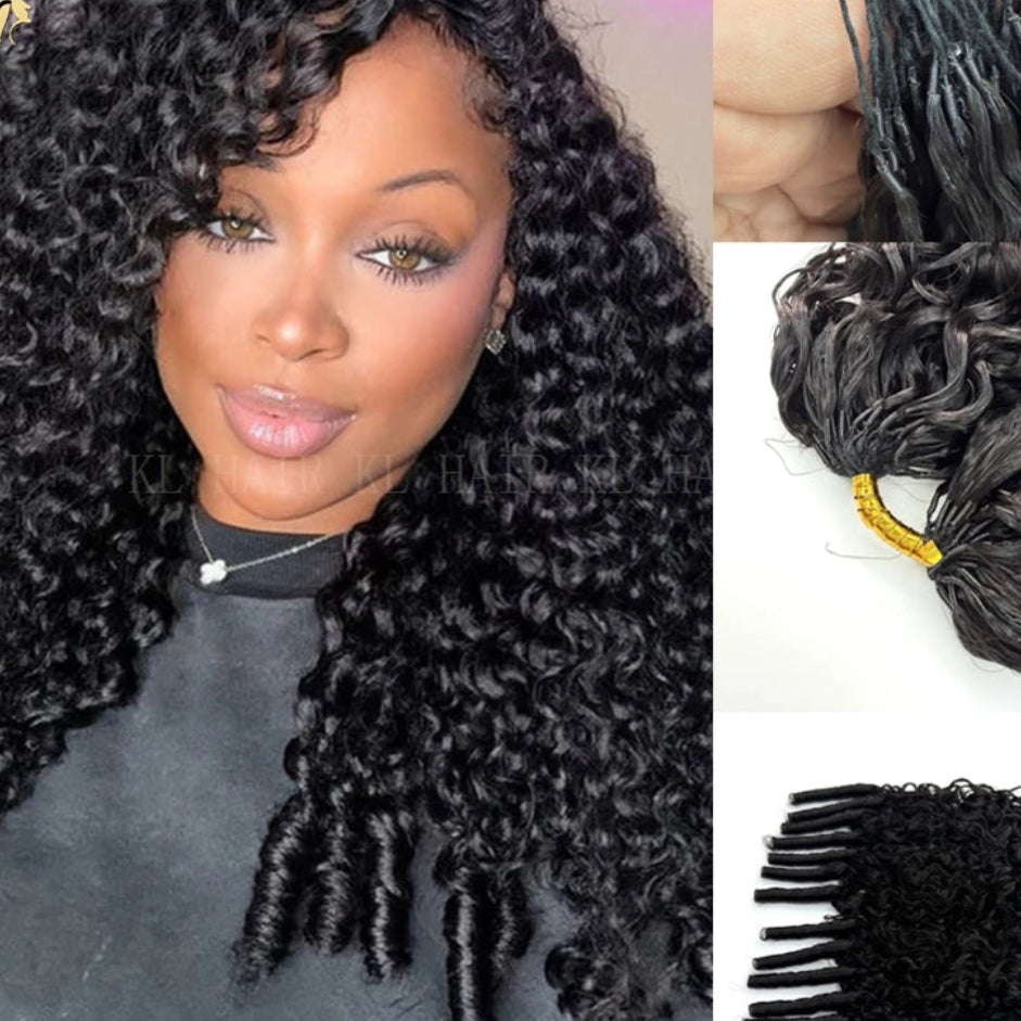 Burmese Curly Feather Crochet Human Hair Extensions – Pre-Looped, Pre-Separated Knotless Braiding Hair Luxegan