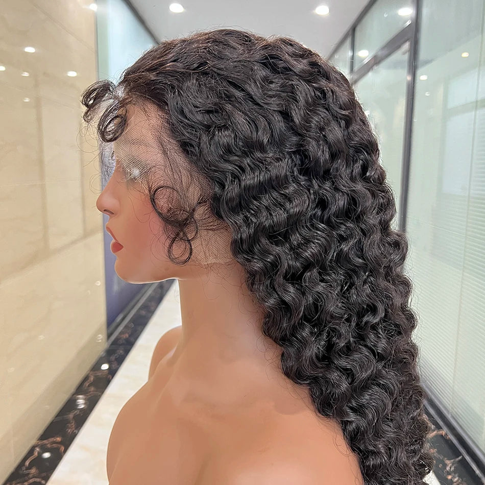  Burmese Curly HD Lace Frontal Wig | 200% Density Human Hair | #1B Natural Color Luxegan