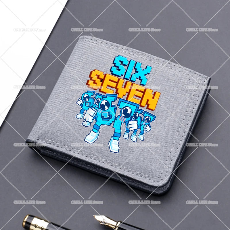 Anime "Six Seven" Brainrot Canvas Wallet | Sophisticated "Multi-Card Slot" Silhouette | High-End Boys Folding Billfold & Card Holder | "Dignified" High-Performance Short Coin Purse for Radiant Versatile Styling Luxegan