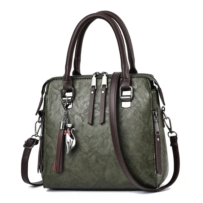 Vintage PU Leather Ladies Handbags | Women's Messenger Bags & Totes (Tassel Designer Crossbody Shoulder Bag) Luxegan