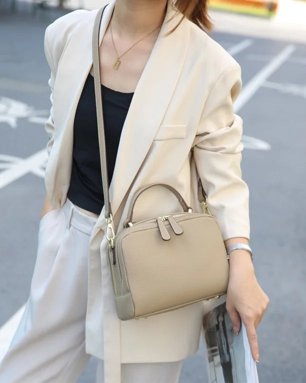 Genuine Leather Cowhide Women's Handbag | Luxury Design Crossbody & Small Square Bag Luxegan