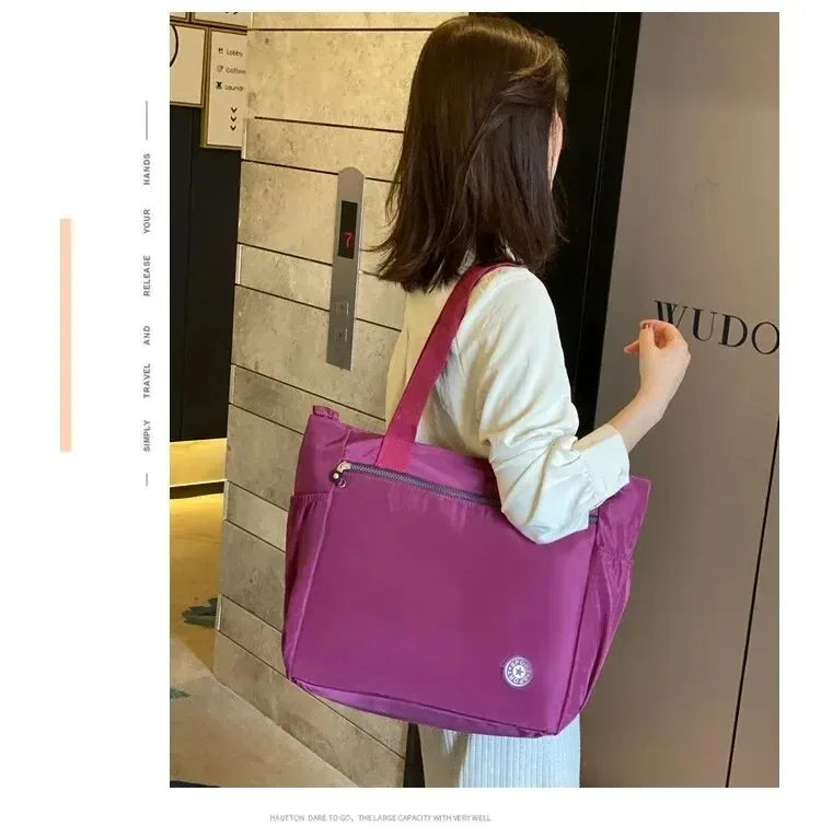 Waterproof Oxford Large Capacity Travel Duffle | Women’s Fashion Travel Shoulder Bag | Durable Versatile Shopping Tote | High-Quality Oxford Cloth Weekend Valise Luxegan