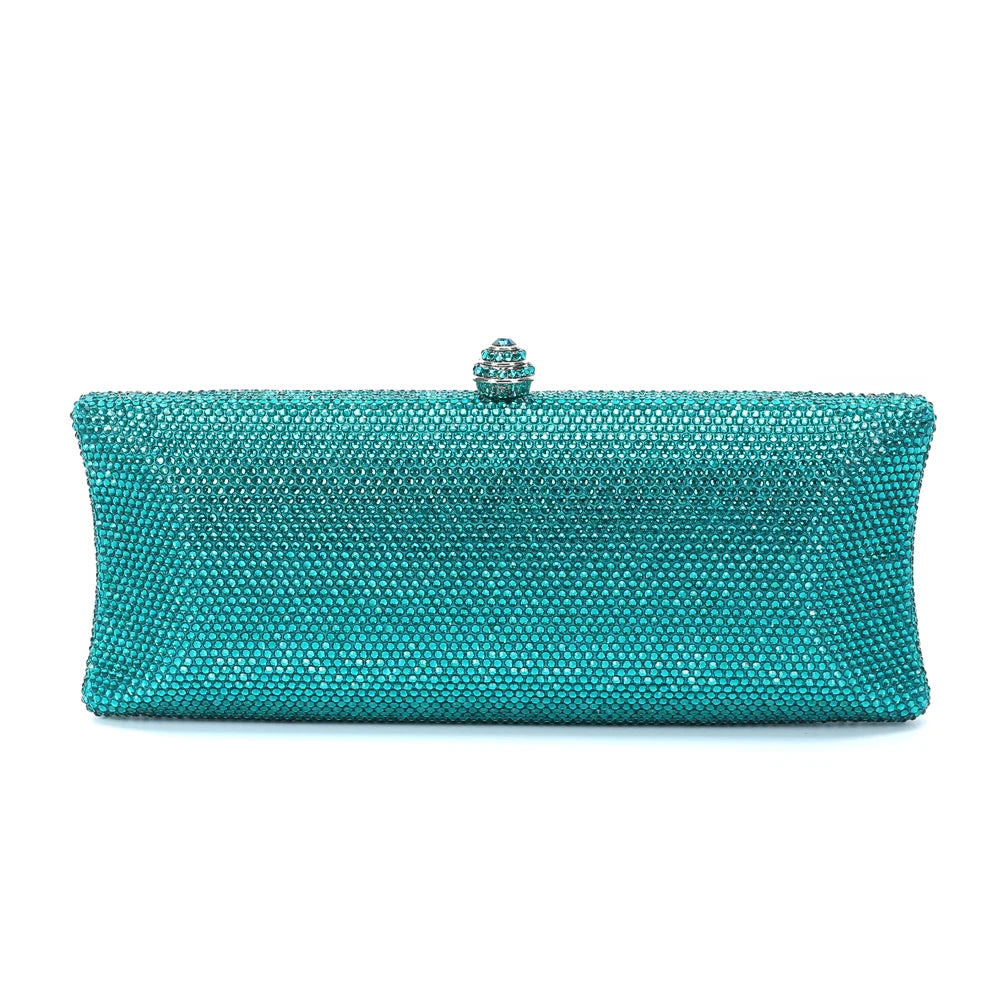 Colorful Diamond Gala Evening Bag | Sophisticated Rhinestone Party Clutch | Elegant Metallic Dinner Purse | "Dignified" Hard-Shell Bridal Handbag for Versatile Occasion Styling Luxegan