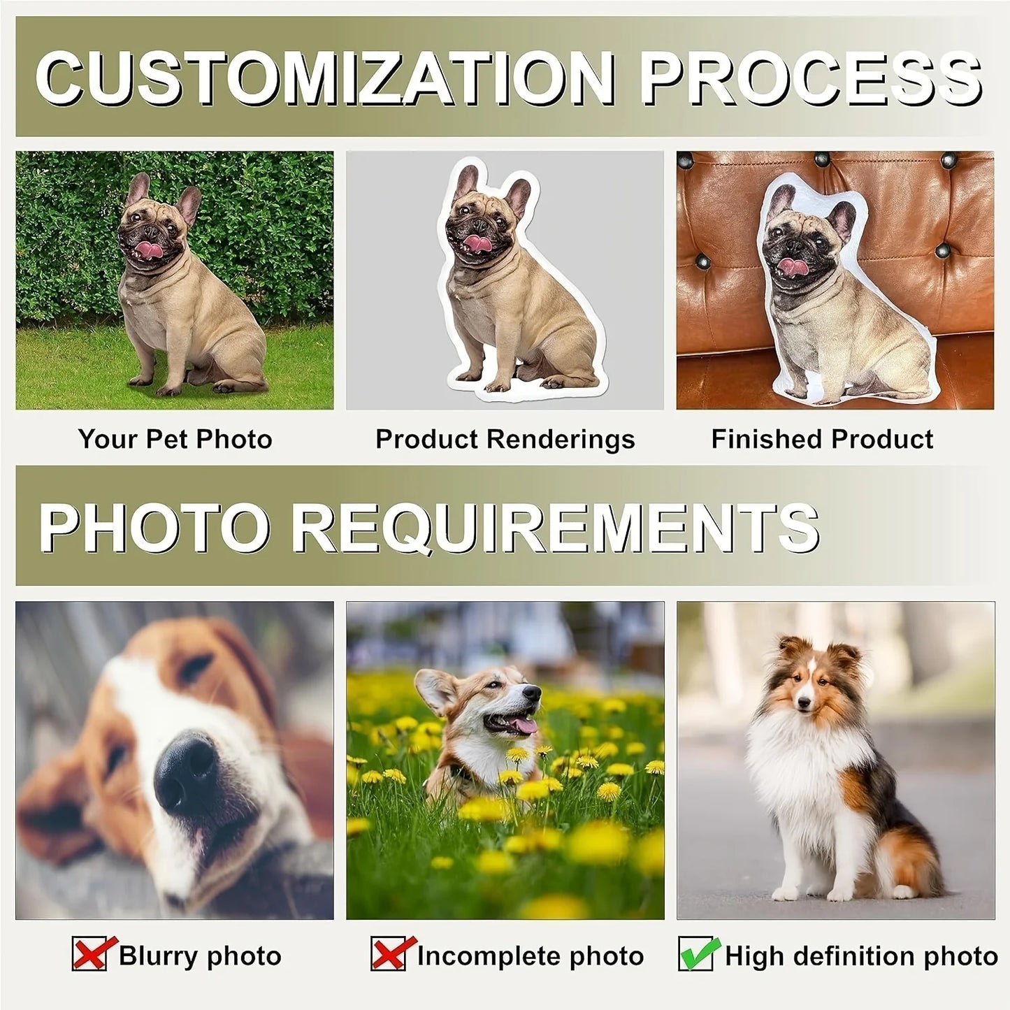 Custom Photo Plush Pet Cushion | Sophisticated "Personalized Picture" Silhouette | Elegant Memory Fiber Handcrafted Support | "Dignified" High-Performance Custom Keepsake for Radiant Versatile Styling Luxegan
