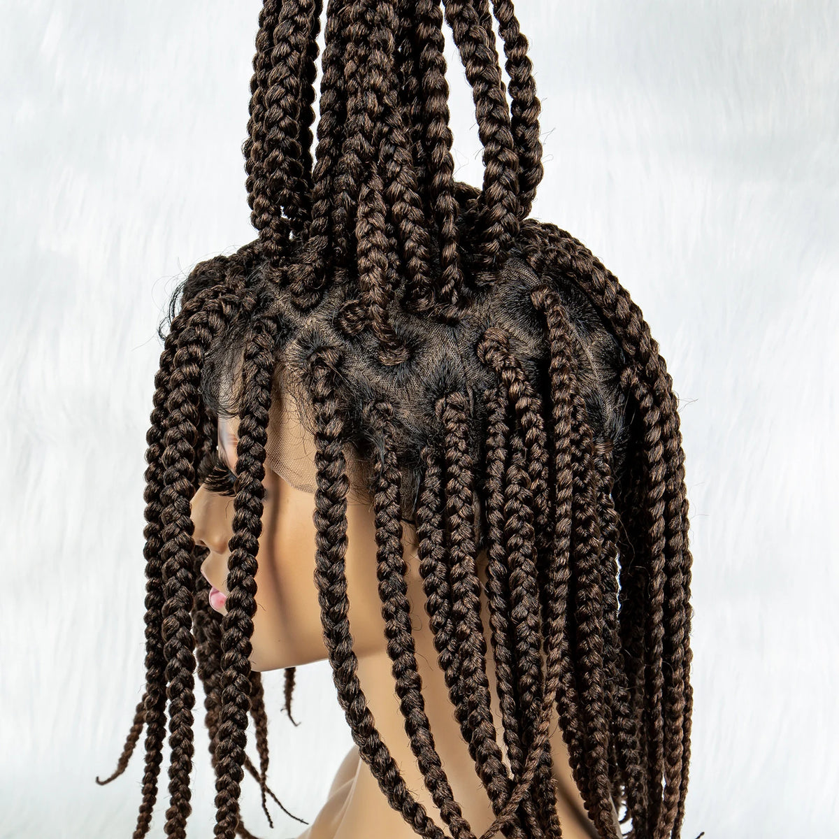 Pelucas trenzadas Bob para mujeres negras Peluca de encaje completo con trenzas estilo cornrow Peluca sintética de encaje frontal con trenzas de caja sin nudos con cabello de bebé