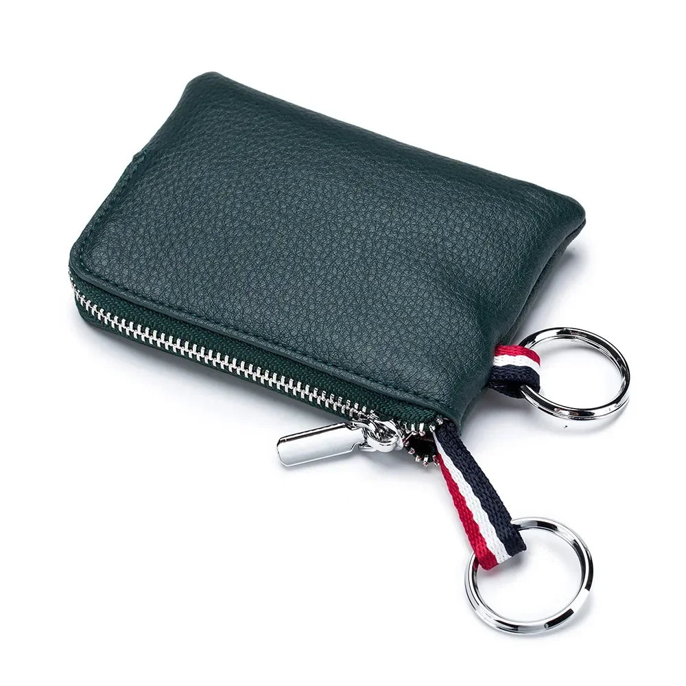 Genuine Leather Cowhide Square Coin Purse | Soft Ultra-thin Zipper Wallet Luxgan