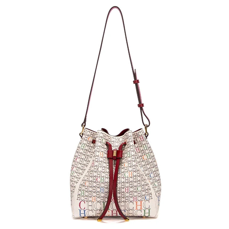 Classic Printed Bucket Bag | Soft PVC Designer Shoulder Handbag Luxegan