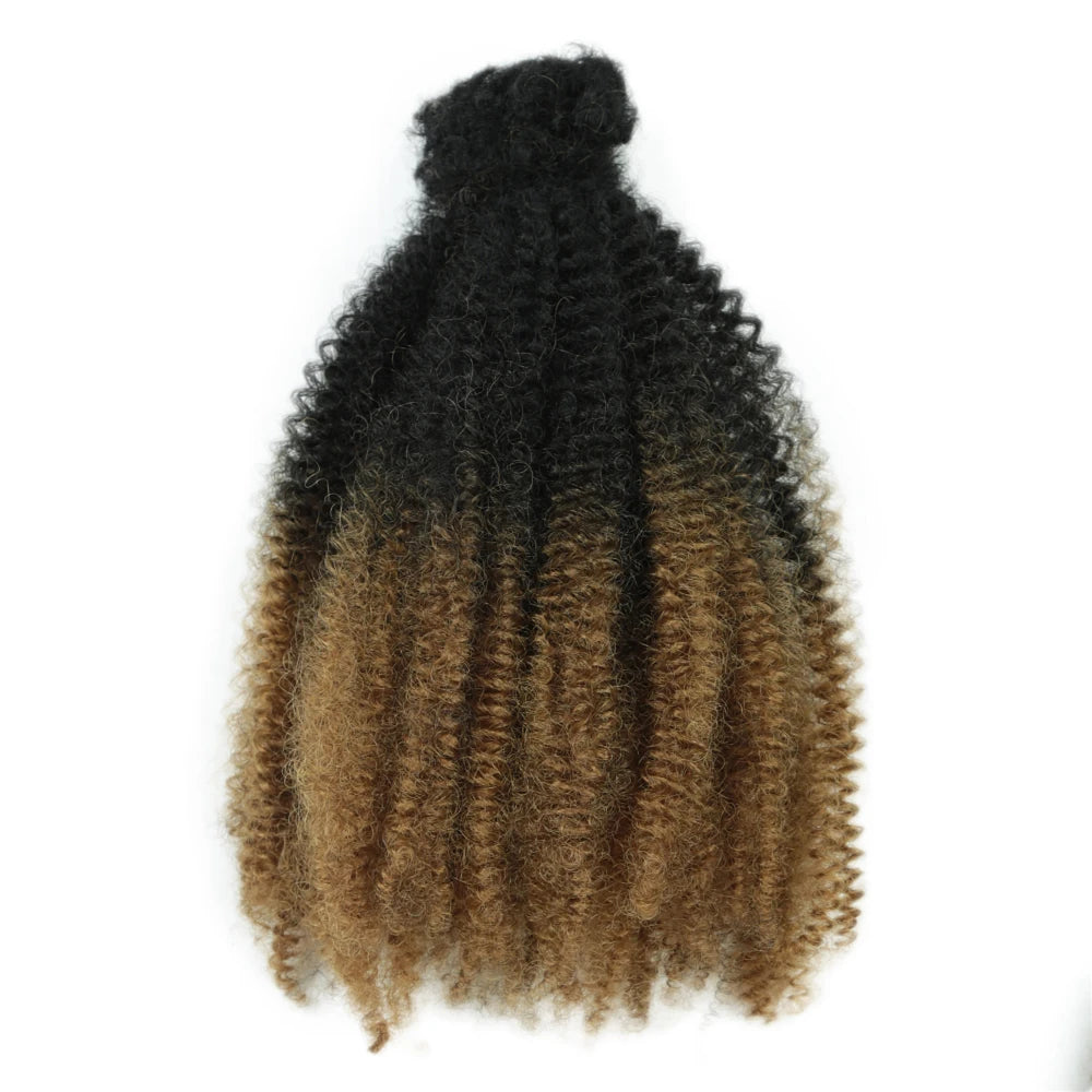 Afro Kinky Curly Bulk Synthetic Braiding Hair 12in – Soft Micro Twist Crochet Hair | 12 Ombré - view 6