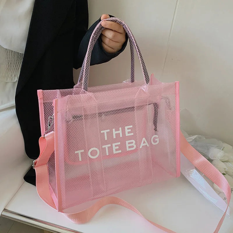 The Tote Bag for Women | Luxury Designer Clear Beach Bag & Summer Crossbody | Fashion Pink PVC Shopper & Handbag Luxegan