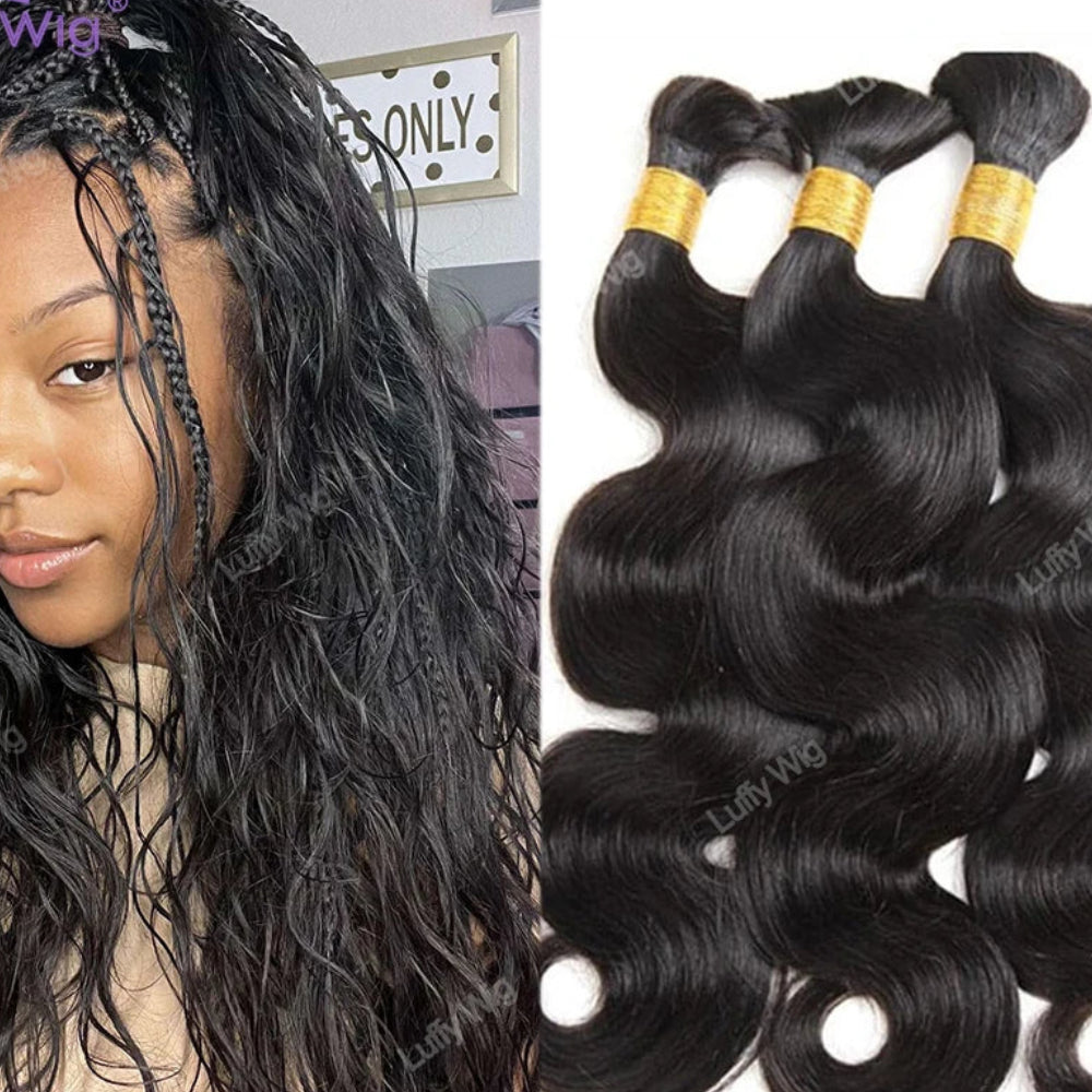 Body Wave Bulk Human Hair for Braiding | 100% Burmese Remy | Double Drawn | No Weft Luxegan
