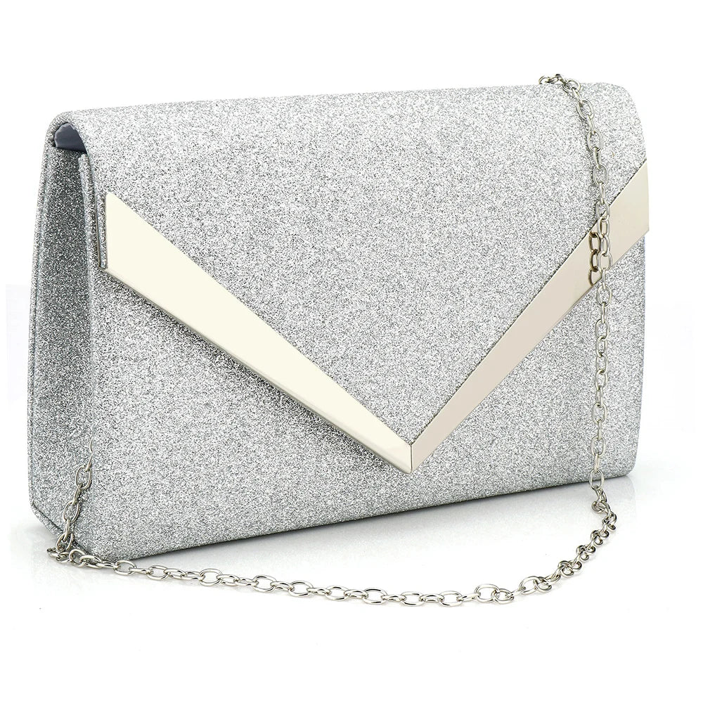 Sequined Envelope Clutch Bags For Women Fashion Gold Purses And Handbags With Chain Shoulder Bags Wedding Party Clutches