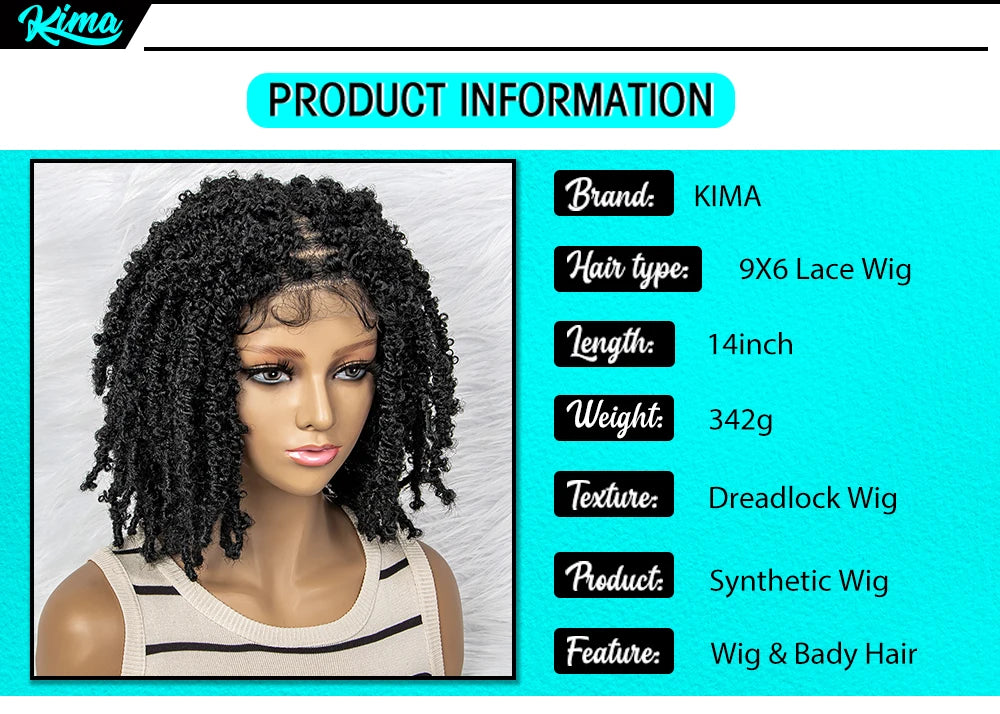 14 Inch Box Braids Wig | 9x6 Lace Frontal | Curly Ends