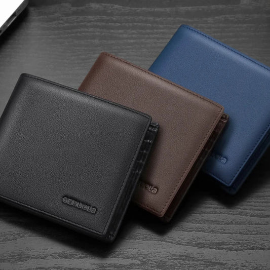 Men's New Arrival Genuine Leather Ultra-Thin Wallet | Premium Cowhide Large Capacity Card Holder | Slim Integrated Mini Money Bag with Cell Phone Pocket & Zipper Closure Model GRL-Q115 Luxegan
