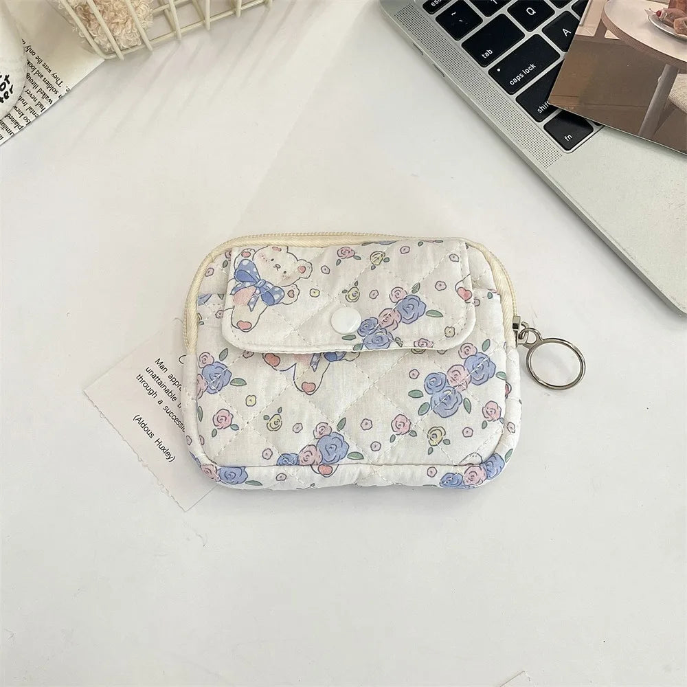 Kawaii Floral Coin Purse | Multifunctional Small Zipper Bag Luxegan