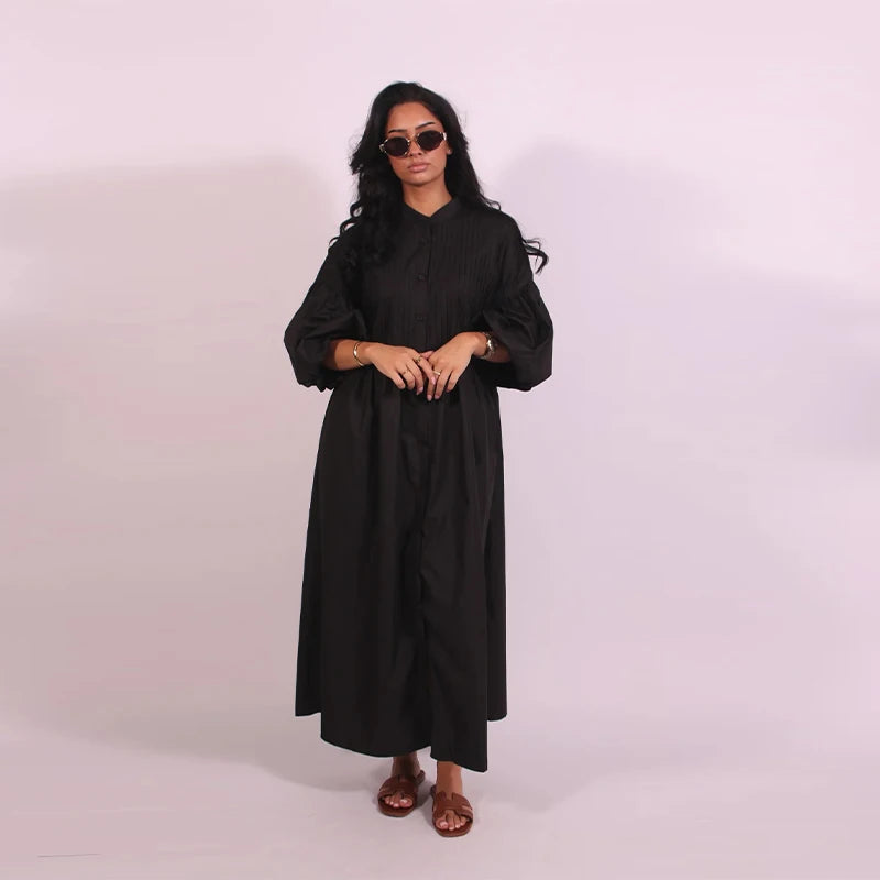 Solid O-Neck Full-Length Flare Sleeve Loose Fit Floor-Length Dress – Natural Waist, All Season | Multi-Style Luxegan