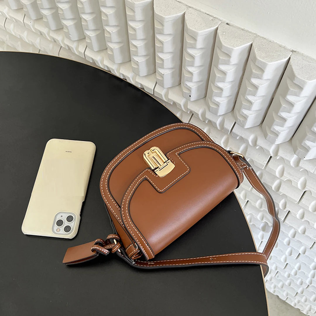 Retro Canvas Patchwork Crossbody Bag | Contrasting Color Saddle Bag