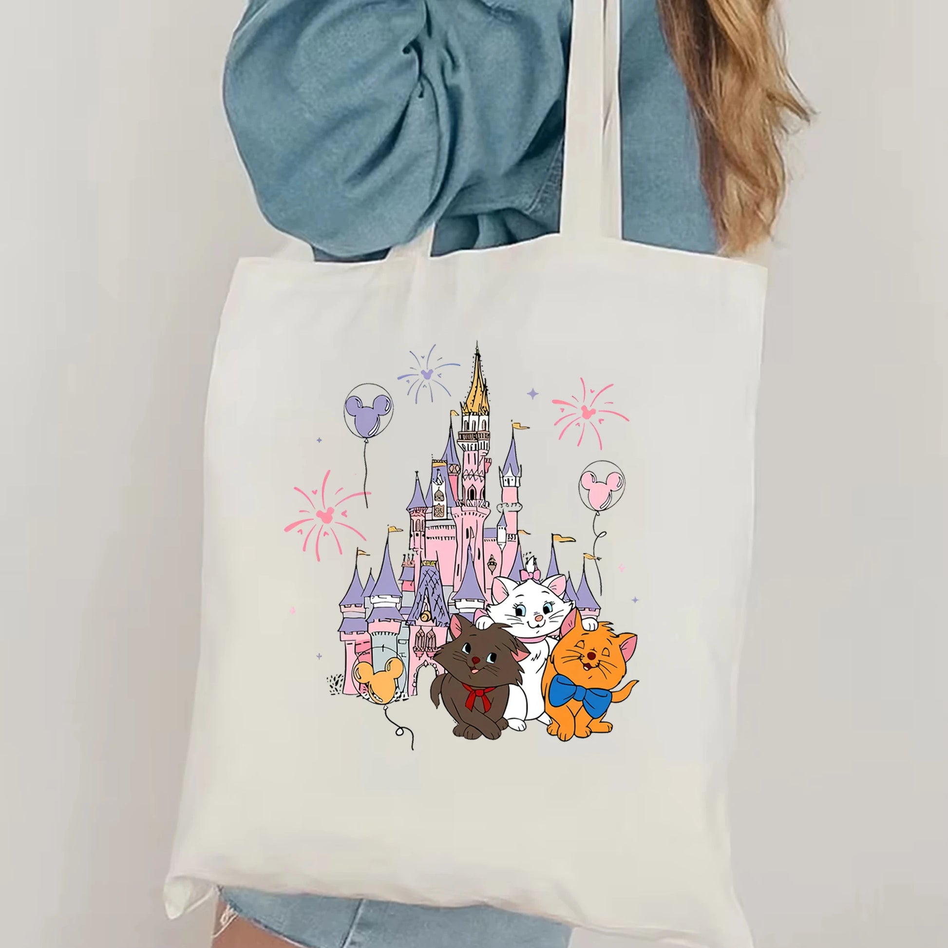 Disney The Aristocats Marie Cat Women's Shoulder Bag | Cute Cat Reusable Shopping Bag (Large Capacity Portable Travel Tote) Luxegan