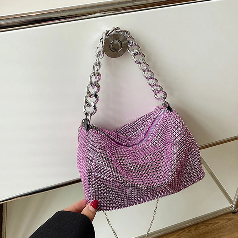 Bling Diamond Design Small Crossbody Messenger Bags | Women Summer Trend Luxury Fashion Travel Shoulder Handbags & Purses Luxegan