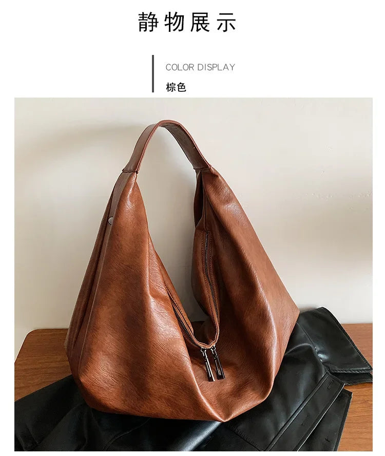 Big Black Shoulder Bag | Large Hobo Shopper Bag & Soft Leather Crossbody Handbag Luxegan