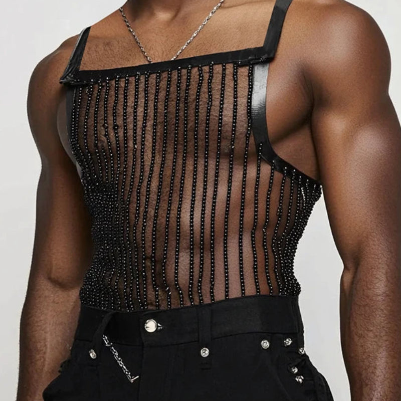 Men’s Perspective Striped Tank Top | Sophisticated "Nightclub Style" Sleeveless Silhouette | Elegant Thin Casual Clubwear | "Dignified" High-Performance Summer Top for Radiant Versatile Styling Luxegan