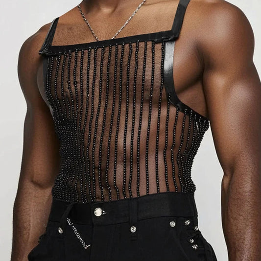 Men’s Perspective Striped Tank Top | Sophisticated "Nightclub Style" Sleeveless Silhouette | Elegant Thin Casual Clubwear | "Dignified" High-Performance Summer Top for Radiant Versatile Styling Luxegan