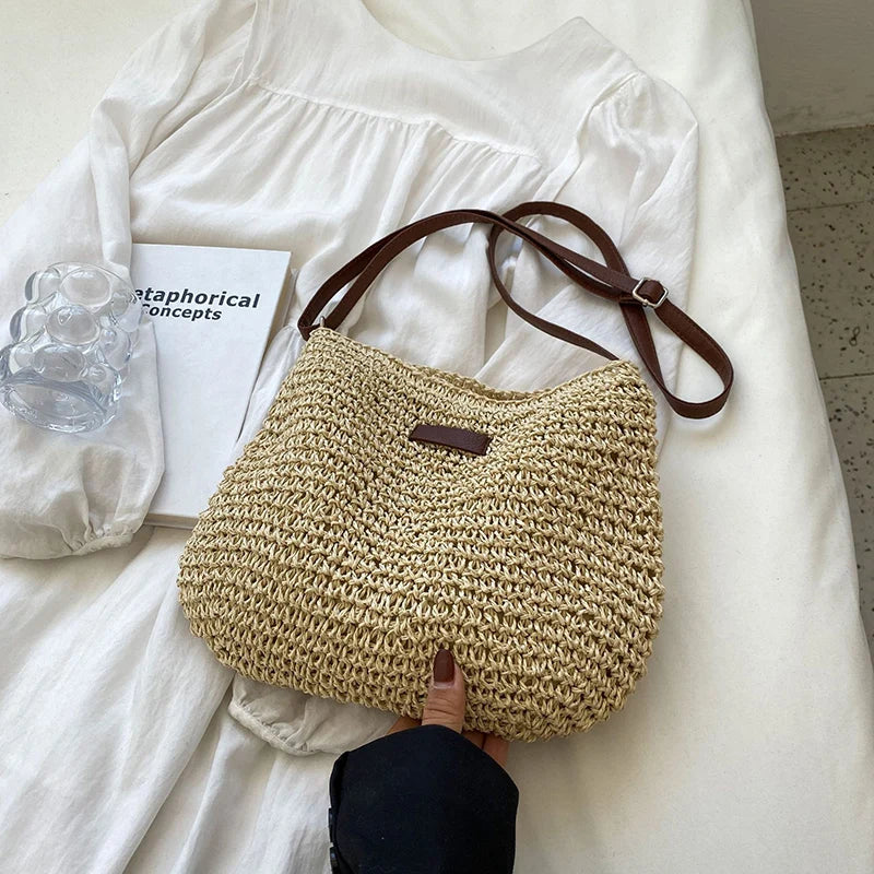 Summer Straw Saddle Bag | Handmade Woven Crossbody Purse Luxegan
