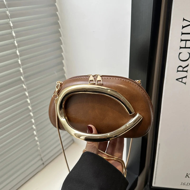 Z Style Luxury Box Clutch | Special-shaped Metal Chain Shoulder Bag Luxegan