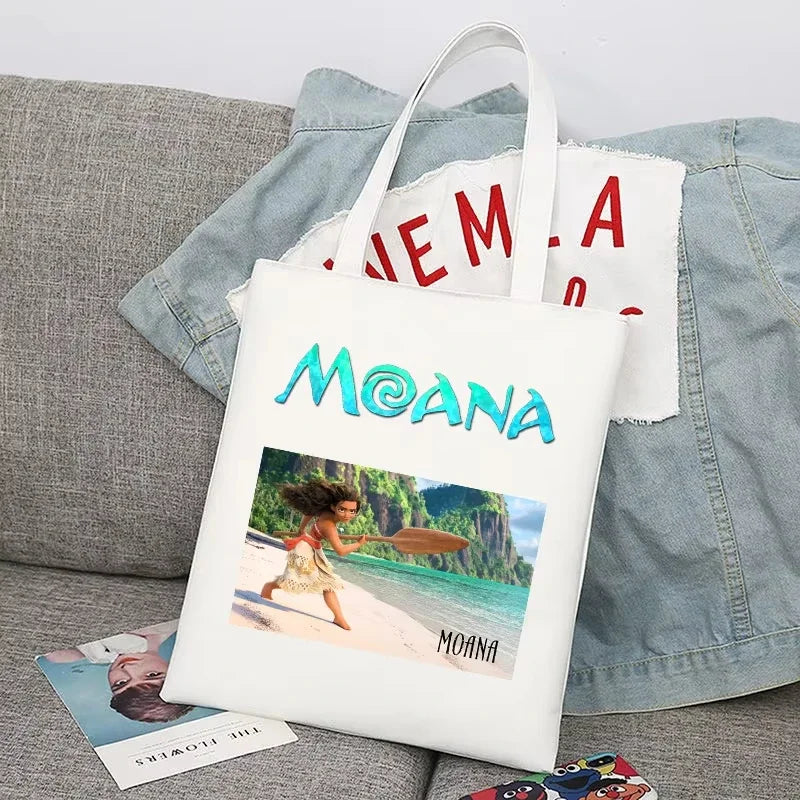 New Disney Moana Cartoon Canvas Shopper Bag | Unisex Large Capacity College Handbag & Shoulder Tote Luxegan