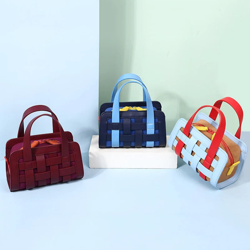 New In Splicing Woven Design Handbag | Casual Versatile Ladies Shoulder Bag | Fashion Knitting Shell Crossbody for Women Luxegan