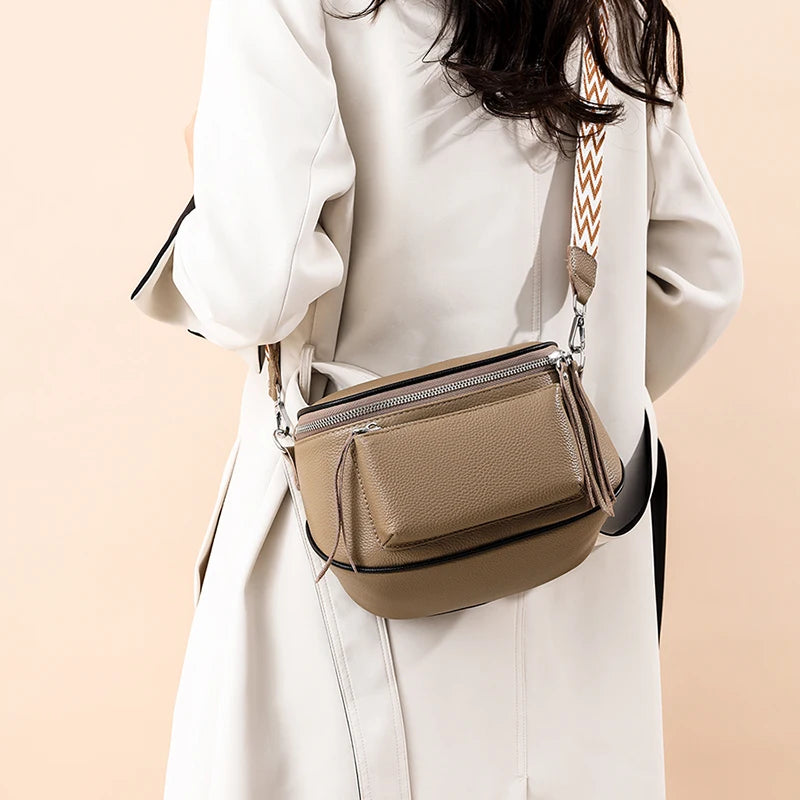 Genuine Leather Saddle Bag | Casual Cowhide Shoulder & Crossbody Bag Luxegan