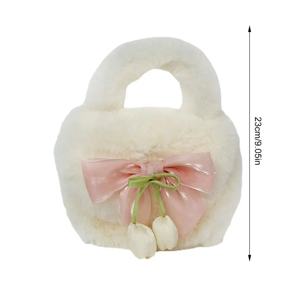Top Handle Bag Small Women Tote Bag Furry Tote Bag Women Plush Bag Stylish Tote Handbags For Women Girls