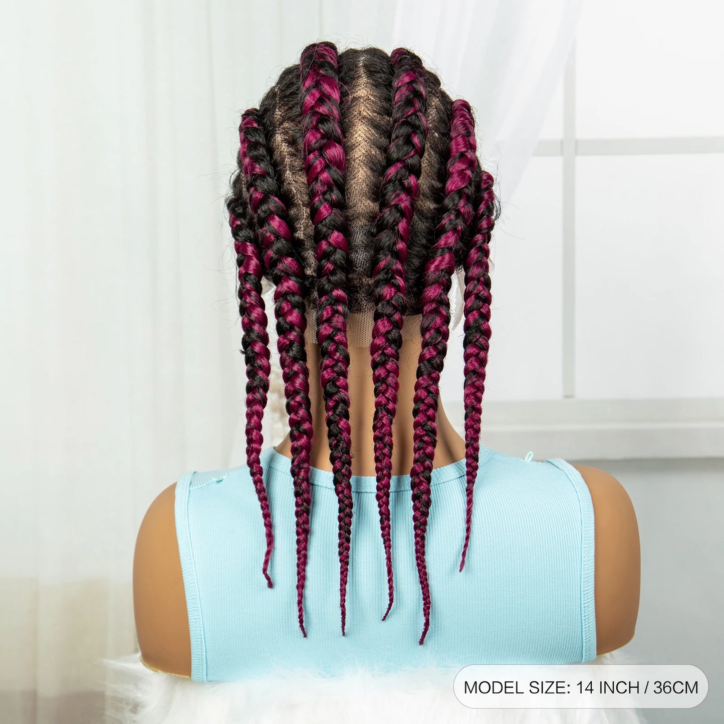  14" Short Knotless Cornrow Braids Wig | Transparent Full Lace Bob Luxegan