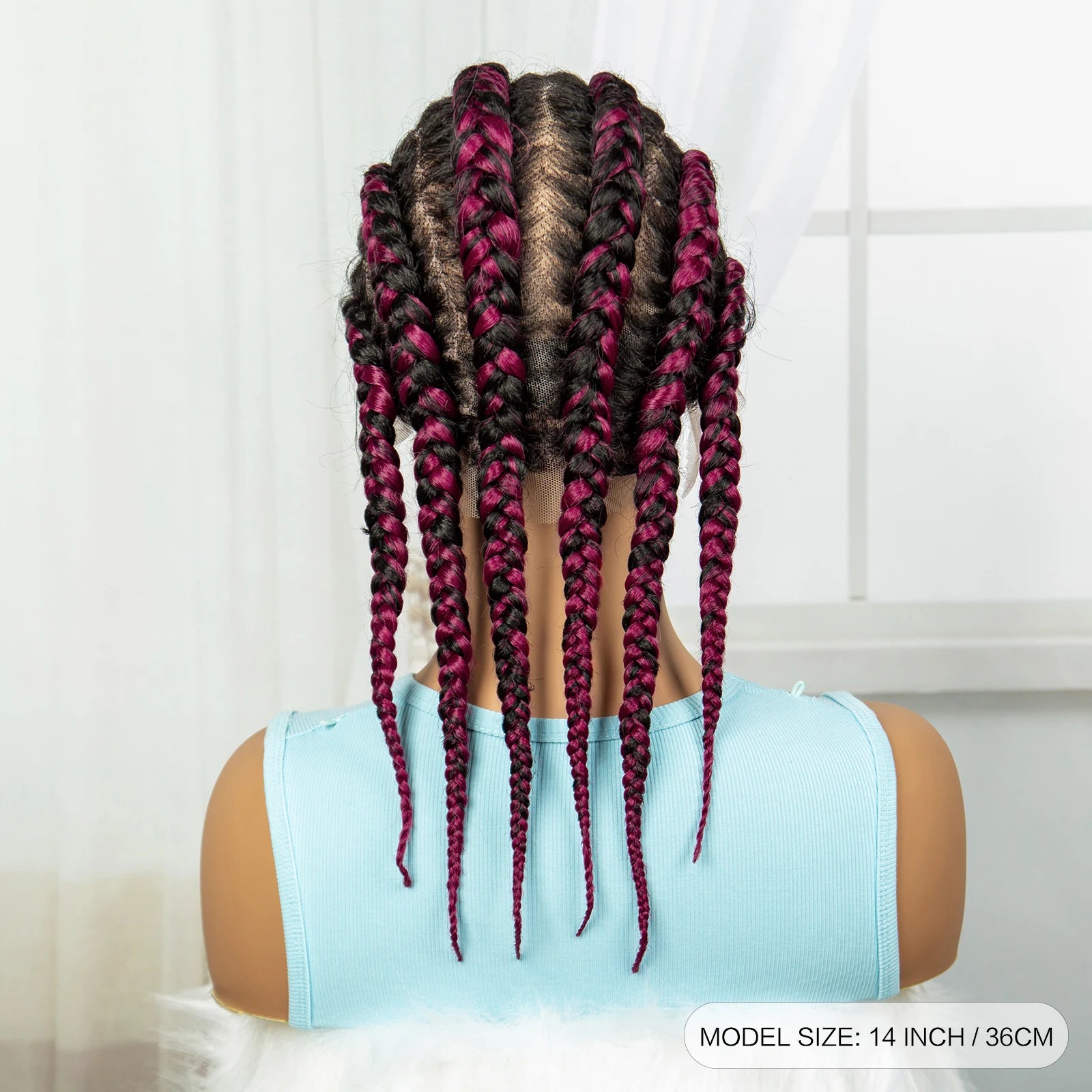  14" Short Knotless Cornrow Braids Wig | Transparent Full Lace Bob Luxegan