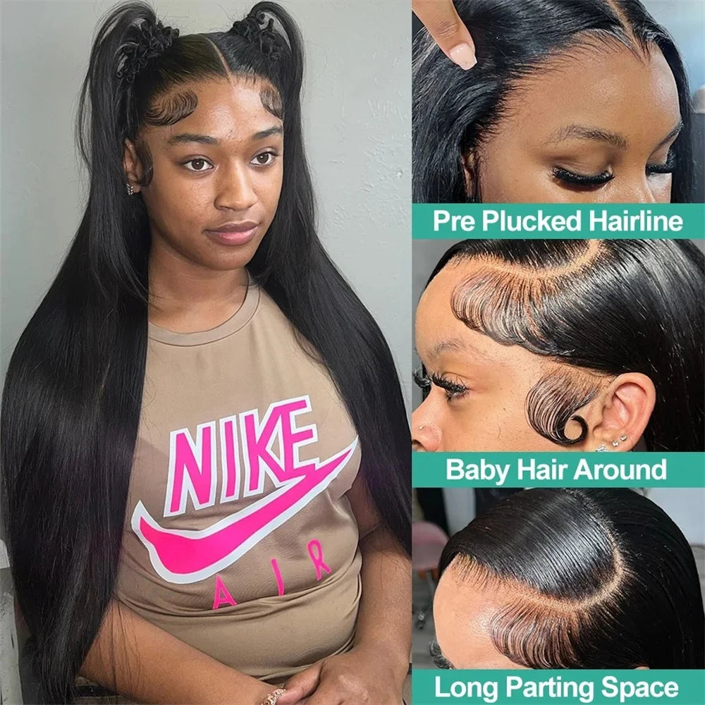 Bone Straight Glueless Lace Closure Wig | 180% Density Pre-Cut & Pre-Plucked Swiss Lace Wig | 100% Brazilian Remy Human Hair 6x4 or 5x5 Wear-and-Go Straight Wig for Women Luxegan