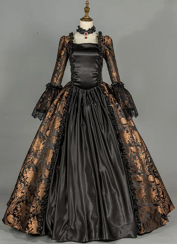 Victorian Renaissance Ball Gown – Square Neck, Flare Sleeve, Floor-Length, Empire Waist