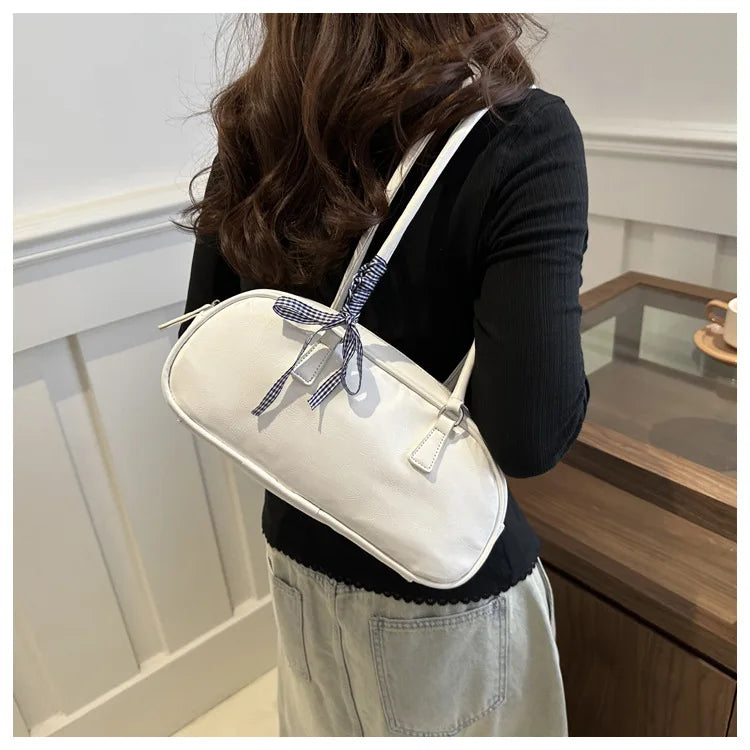 Large Capacity Silver Boston Bag | Soft PU Leather Commuter Handbag Luxegan