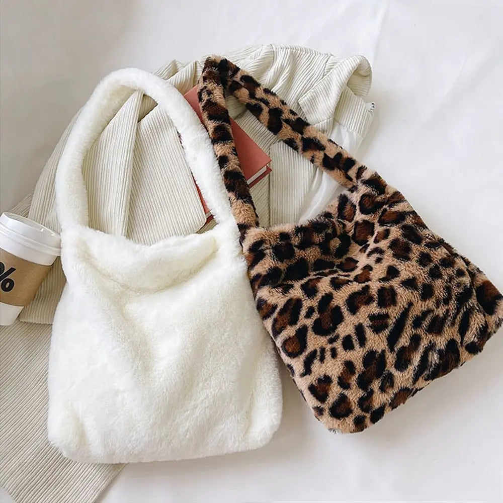 Plush Tote Bag | Fluffy Shoulder & Top-Handle Handbag Luxegan