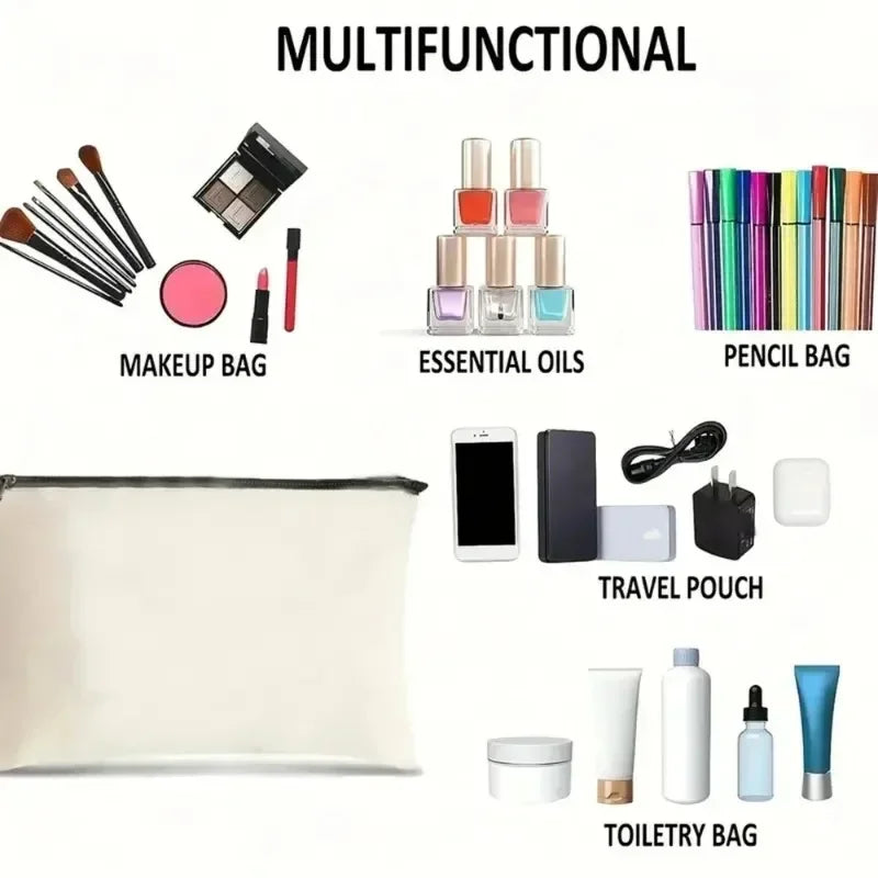 2Pcs Eiffel Tower Printed Canvas Tote Bag Set | Unisex Large Capacity Shoulder Shopping Bag & Cosmetic Pouch | Eco-friendly Reusable Travel Shopper Luxegan