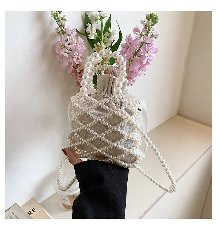 Women's Pearl Bag | Small Mini Tote Bag & Woven Crossbody Luxegan