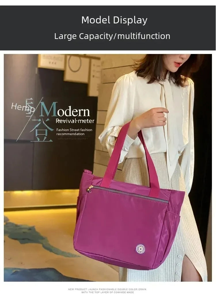 Waterproof Oxford Large Capacity Travel Duffle | Women’s Fashion Travel Shoulder Bag | Durable Versatile Shopping Tote | High-Quality Oxford Cloth Weekend Valise Luxegan