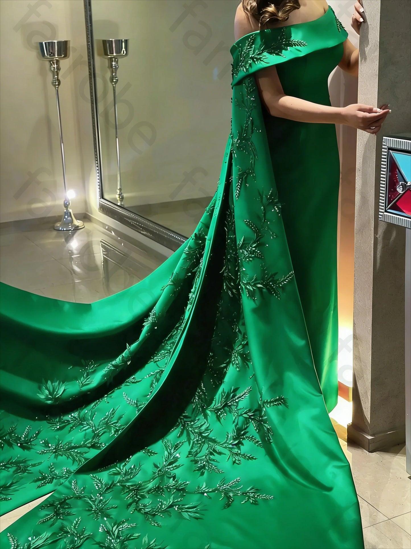 Elegant Beaded Applique Long Wrap Prom Gown | Ankle-Length Sheath Evening Party Dress | Premium Floral Chiffon A-Line Special Occasion Dress | Model 1 Sleeveless Cap Sleeve Gown with Zipper Back Luxegan
